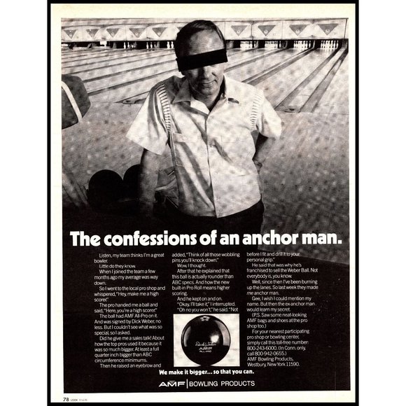 AMF Art 97 Amf All Pro Bowling Products Vintage Print Ad Alley